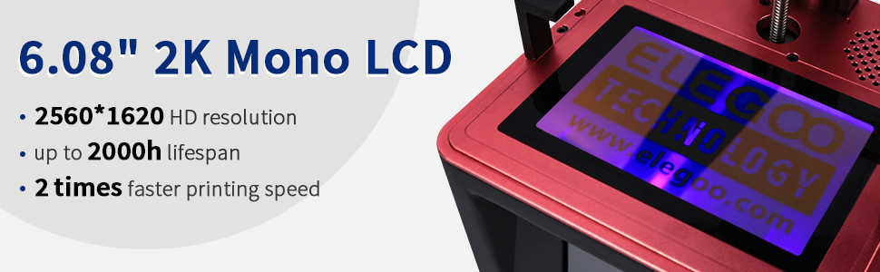 2K monochorme LCD screen, up to 2000h lifespan