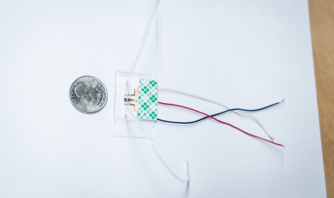 The size of the device is about a quarter of a dollar The size of the device is about a quarter of a dollar