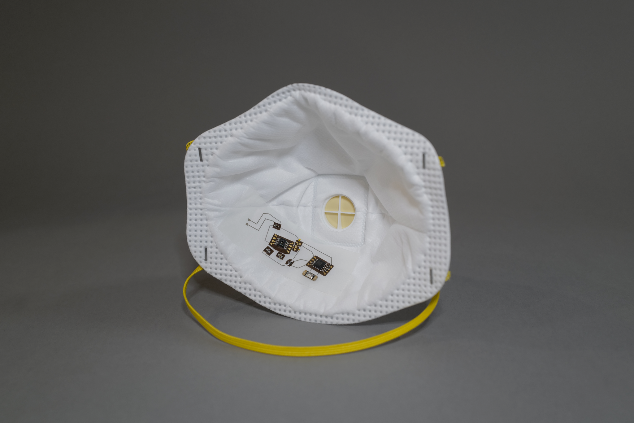 The electronic circuit embedded in the N95 mask is designed with MorphSensor The electronic circuit embedded in the N95 mask is designed with MorphSensor