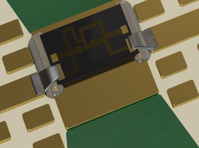 Illustration of Aerosol Jet Printed interconnect connected to mmWave components Illustration of Aerosol Jet Printed interconnect connected to mmWave components