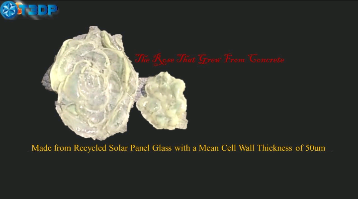 Part made from recycled solar panel glass with flexible walls 50 microns thick Part made from recycled solar panel glass with flexible walls 50 microns thick